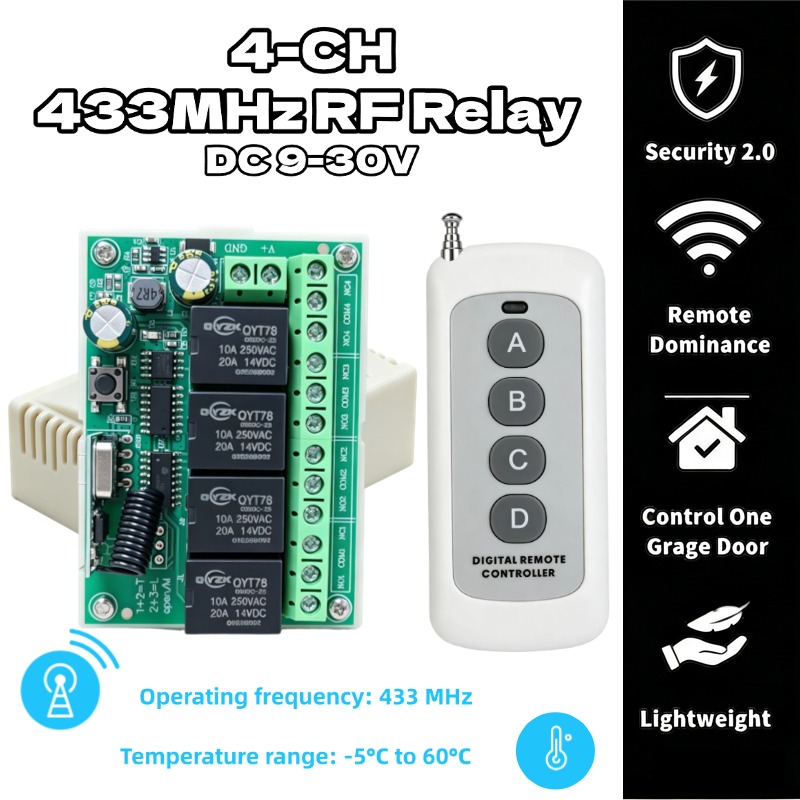 Rf 433Mhz Module - Interruptor de Control Remoto Inalámbrico Universal,