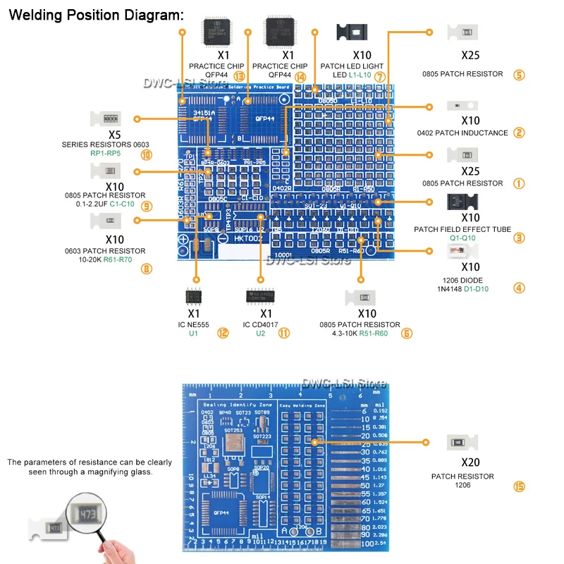 Componentes SMD/SMT, tablero d - Diy Electronics Repair Kit reseña y precio